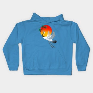 Japanese crane and sun Kids Hoodie